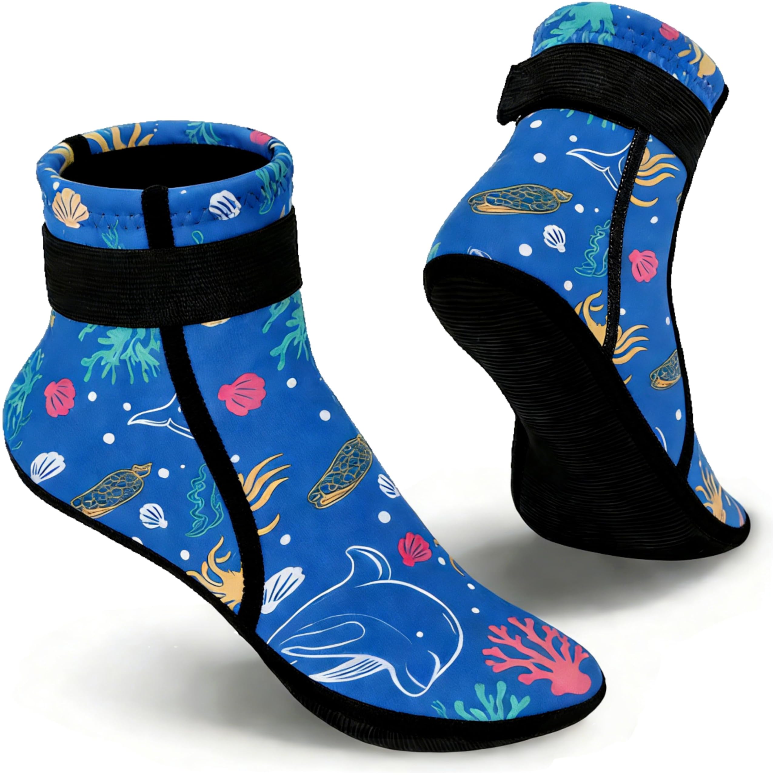 ADUDVLO Kids Neoprene Socks Water Socks Beach Booties 3mm Anti-Slip Wetsuit Footwear Fin Swim Sand Proof Socks for Child Swimming Surfing (UK, Age, One Size, Regular, 12-1 Big Kid, Blue)