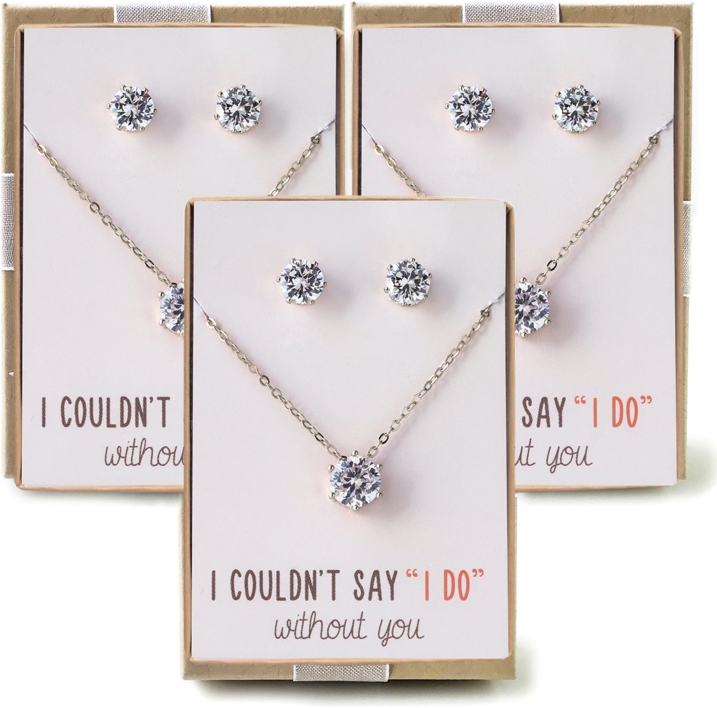 A+O Bridesmaid Gift - Cubic Zirconia Earring and Necklace Set