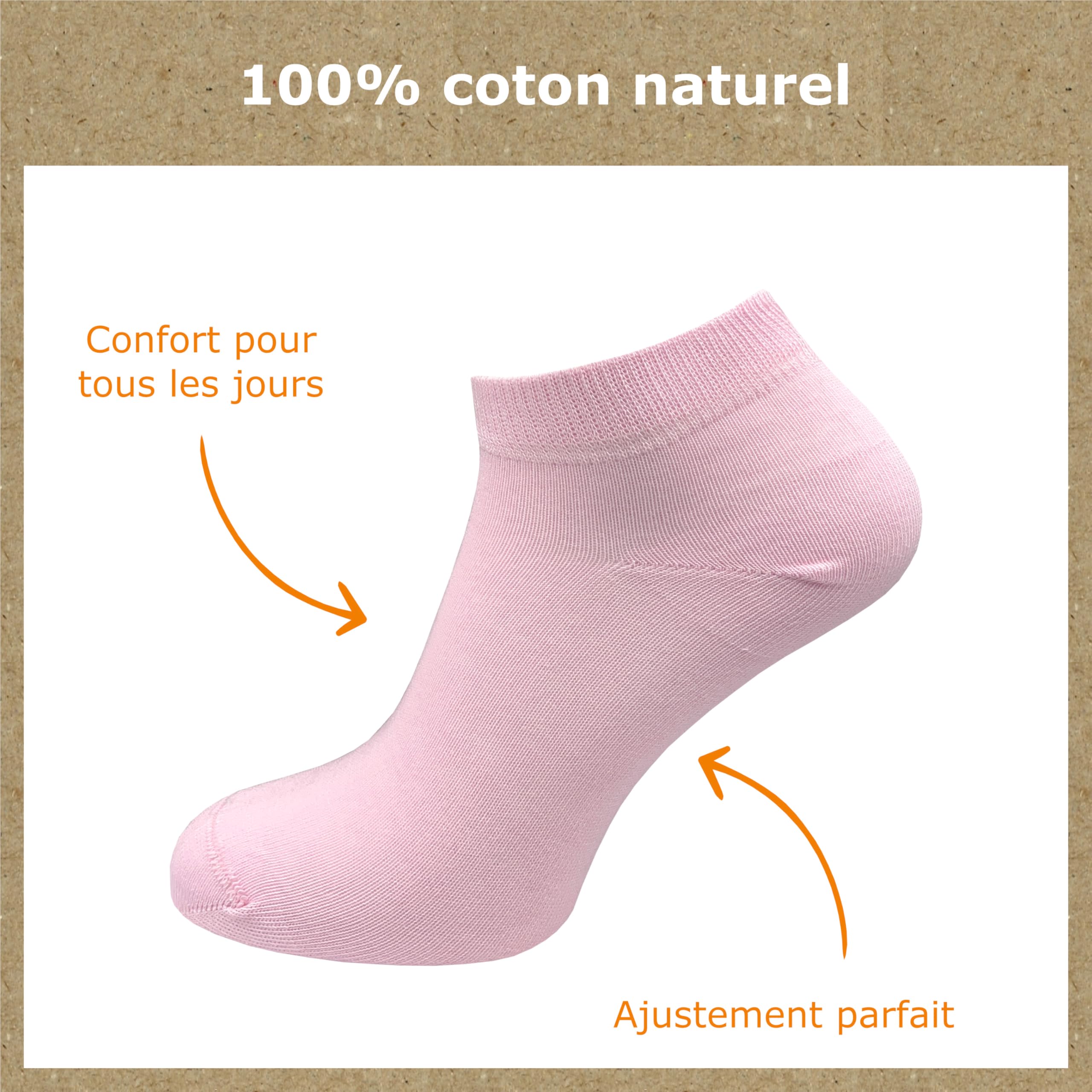 GAWILO Chaussettes basses 100% coton pour femmes (6 ou 10 paires) | Chaussettes courtes sans couture pressante