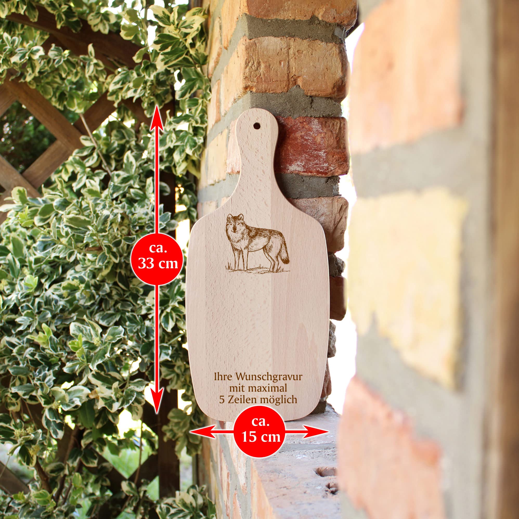 DEKOLANDO Frühstücksbrett Mit Gravur - Personalisierbar Mit HEULENDER WOLF Design