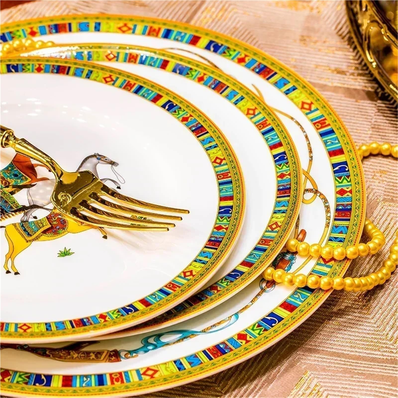 Zestaw Naczyń Na Imprezę, Talerze, Zastawa Stołowa, Ceramika, Goście, Porcelana, Święta Bożego Narodzenia, Luksusowe Naczynia Stołowe, Pełny Zestaw, 60 Szt.