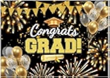 Black Gold Graduation Backdrop, Class of 2025 Prom Backdrops Congrats Grad Background Class Off Congrats Prom Party Decorations, 82.7