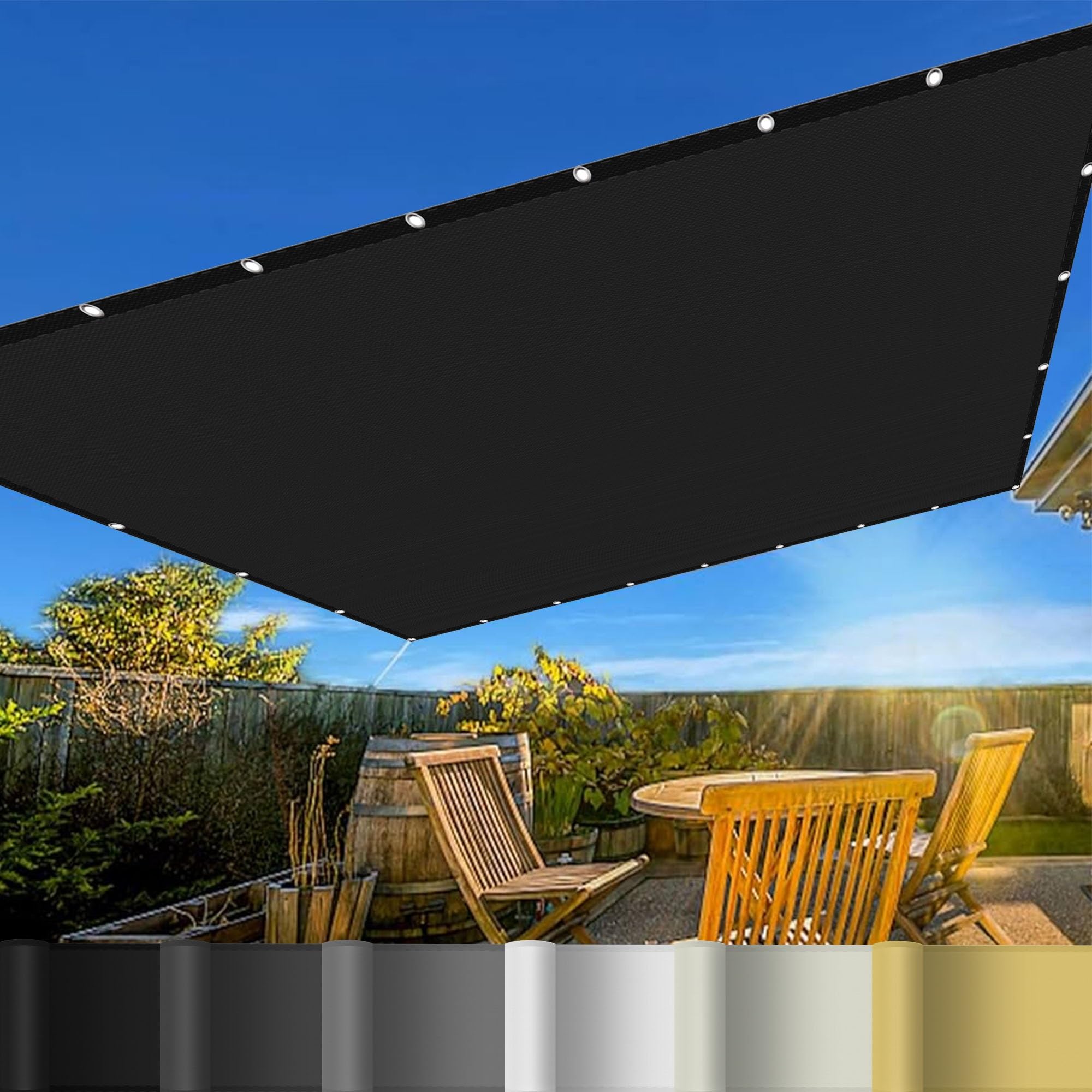 Red de Sombreo para Invernaderos 2.6 x 3.4 m Impermeable Transpirable Mallas de Sombreo con Ojales para Patio,Jardín, Exteriores, Terraza, Negro