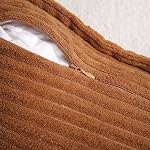 Puncuntex Brown Corduroy Throw Pillow Covers 18×18 Inch Set of 2 | Boho Decorative Super Soft Pillowcase Cozy Striped Texture Cushion Cover for Couch,Sofa,Farmhouse,Living Room