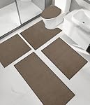YIHOUSE Bath Mat Sets 2 Piece,Absorbent Quick Dry Bathroom Mat, Bath Mats for Bathroom Rugs Non Slip Washable Thin Bath Rug Fit Under Door,Light Beige
