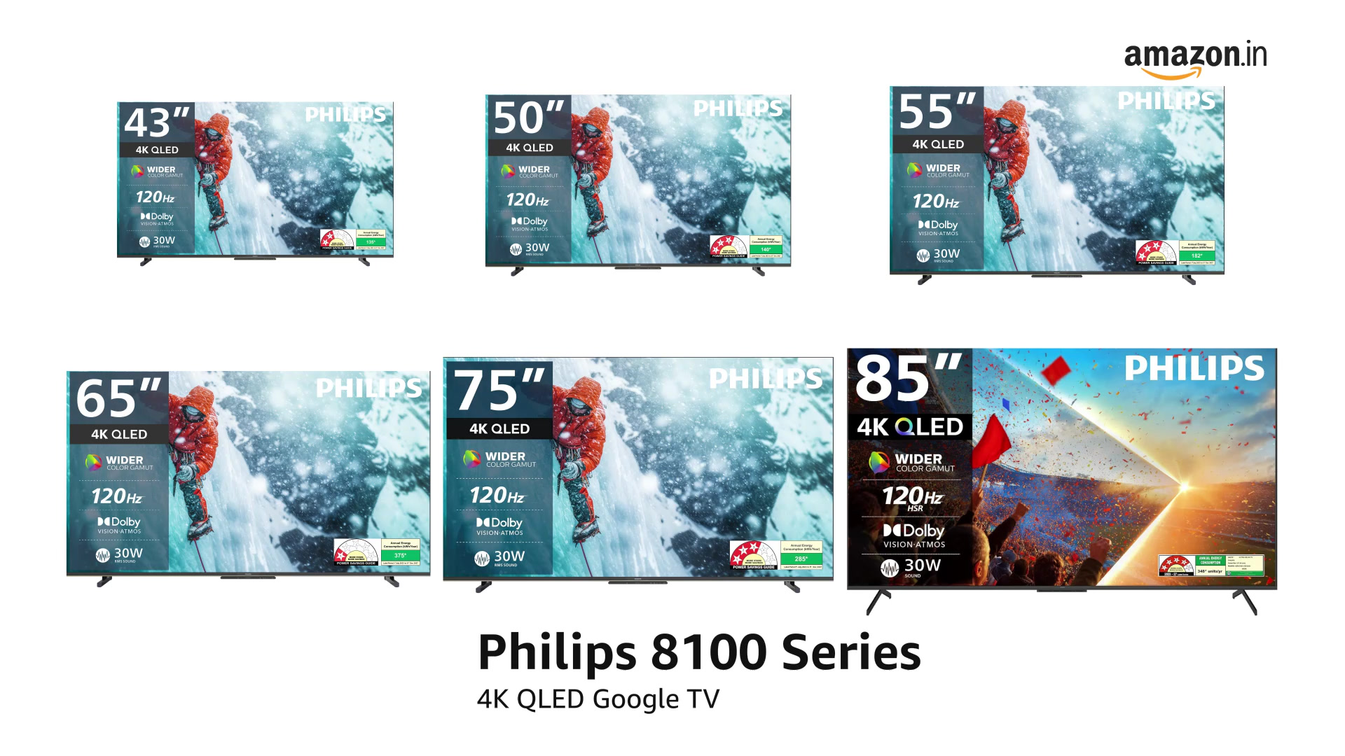 真紅★PHILIPSi9000PrestigeUltraXP9405/49 PHILIPS 109 cm (43 inches) 8100 Series 4K Ultra HD Smart QLED