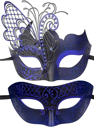 IETANG - Antifaces venecianos para parejas, baile de máscaras, accesorios de disfraz o fiesta, 1 par