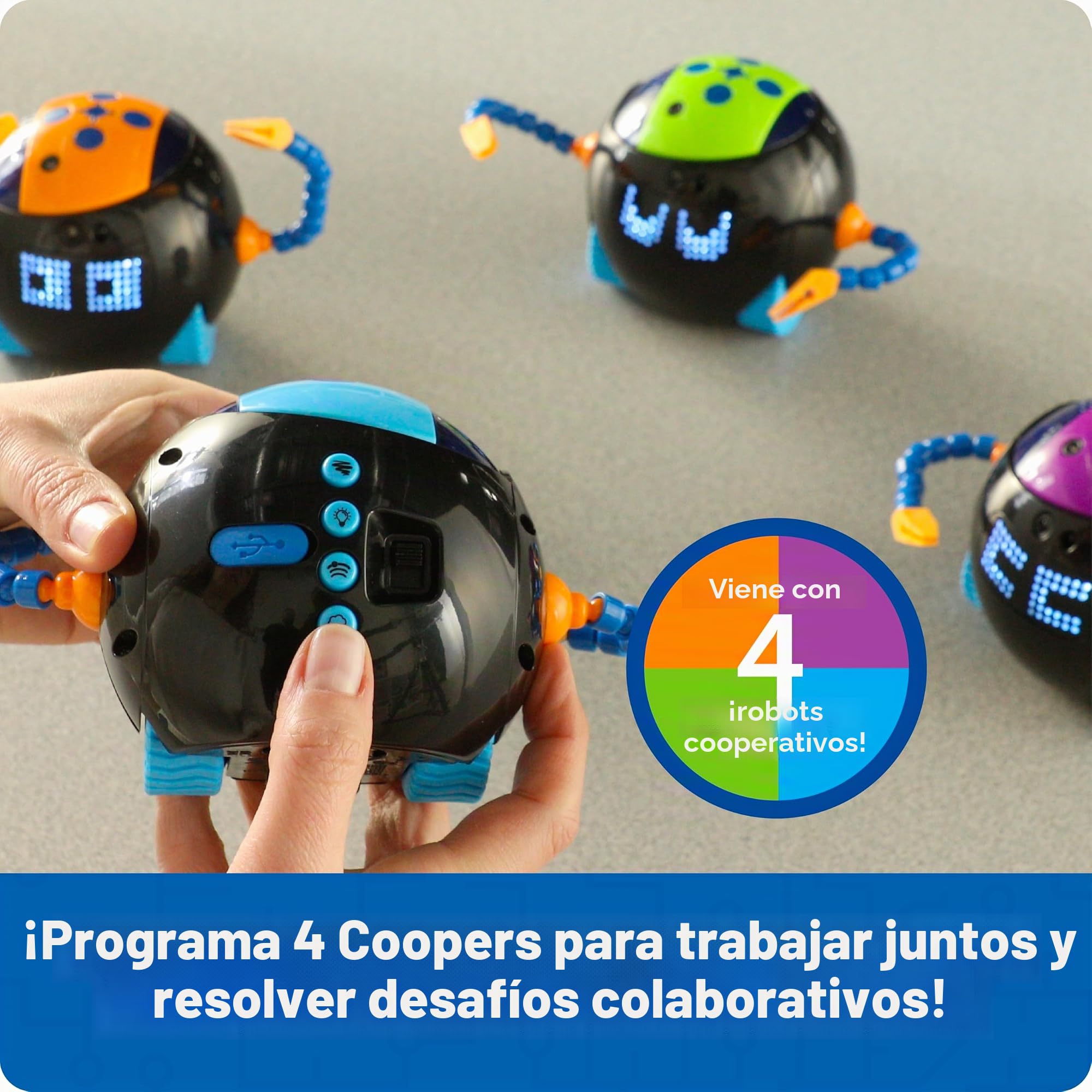Learning Resources Cooper Robot Stem Set de Aula LER3118, A Partir de 5 Años, Programación Sin Pantalla, Colaboración Escolar, Incluye 4 Robots