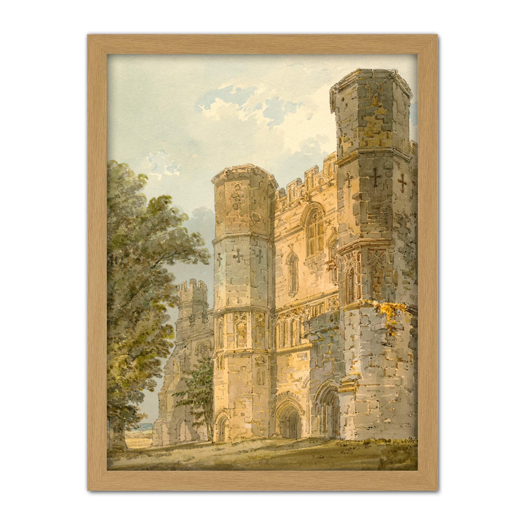 Artery8 Girtin The Gatehouse Of Battle Abbey Sussex 1794 Painting Artwork Framed Wall Art Print 18X24 Inch