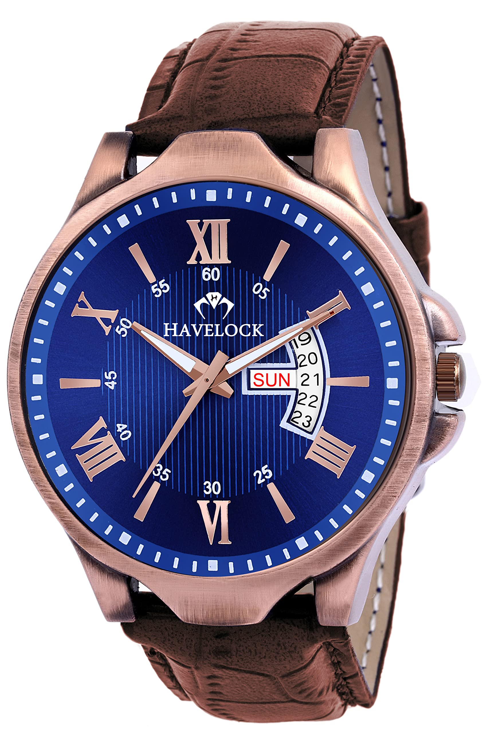 HAVELOCK Analogue Blue Dial Brown Strap Mens and Boys Watch (B0926B54QJ) Amazon Price History, Amazon Price Tracker