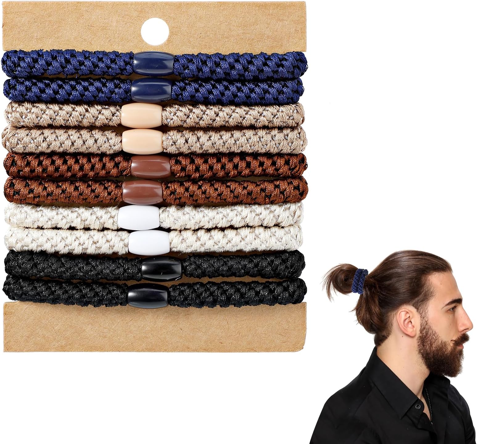Heasy 10pcs Braided Hair Ties, Mens Hair Ties, Elastic Bracelet Hair Ties Rip Hair Ties No Slip Hair Ties No Damage For Many Hair Types