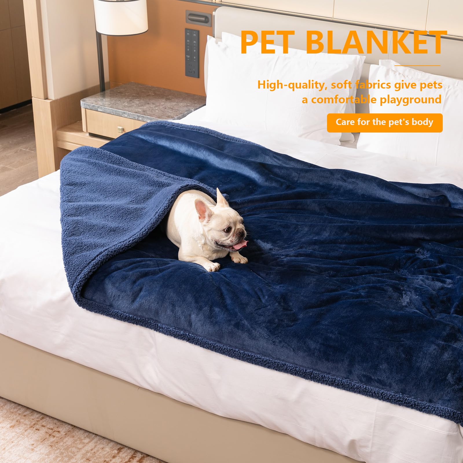 Maidewow Waterproof Dog Blanket Navy Dark Cat Throw Blanket for Couch Bed Cover Reversible Fluffy Jacquard Fleece Bed Mat Cover Puppy Leakproof Blankets Washable Cover -Navy,S - Image 2