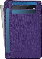 Vista 8 de Oak Leathers Cartera delgada de cuero real para hombres y mujeres, con bloqueo RFID, tarjetero de crédito, regalo para él y ella