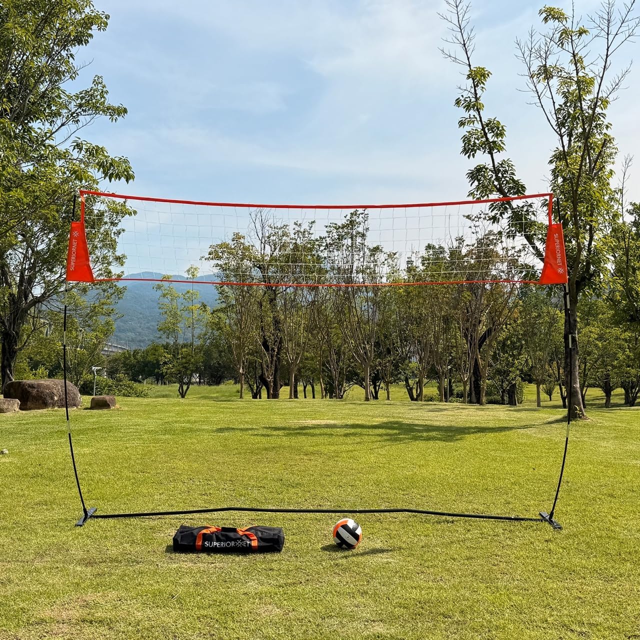 Portable Volleyball Net System Capable of preventing Sagging withThickened Poles, Height Adjustable UV-Resistant Tear-Proof Mesh and Carry Bag for Backyard, Beach and Outdoor Practice