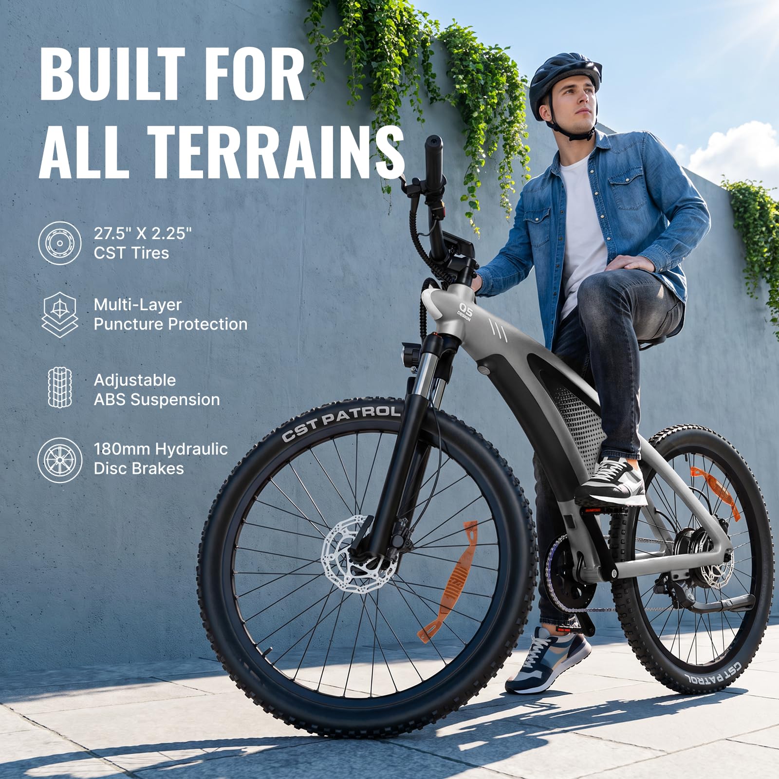 HX Q5 Shark Bicicleta electrica Mountain Adulto para el Commuting, 27.5" EBike, 85 NM, 13/20Ah y 40-100 km, Amortiguador Delantero Regulable,Frenos de Doble Disco, Bici Eléctrica para Ciclismo