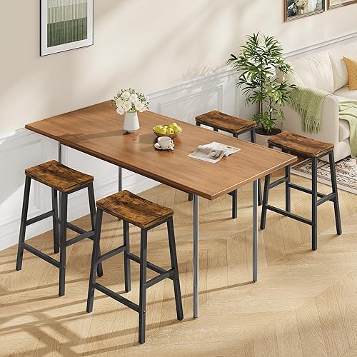 Miniatura 4 de HOOBRO Juego de 4 taburetes de bar, taburetes de bar de altura de mostrador, sillas de bar de 23.6 pulgadas, taburetes de silla con reposapiés,