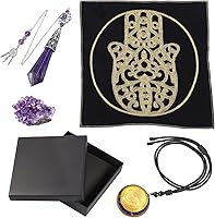 Vista 10 de Rockcloud Kit de meditación de tótem de piedra curativa para principiantes, adivinación, suministros de altar wicca, decoración del hogar, amatista