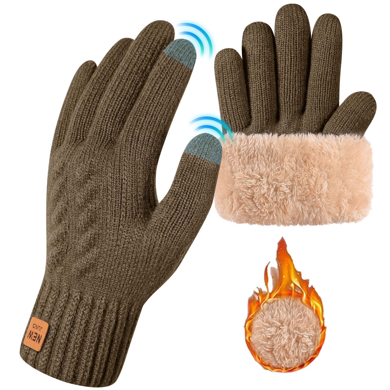 Migliore Wear Magic handschoenen voor kinderen, 3 paar, met 2 touchscreen-vingers, winterhandschoenen, warme gebreide handschoenen, magische handschoenen voor jongens en meisjes, zwart, blauw en