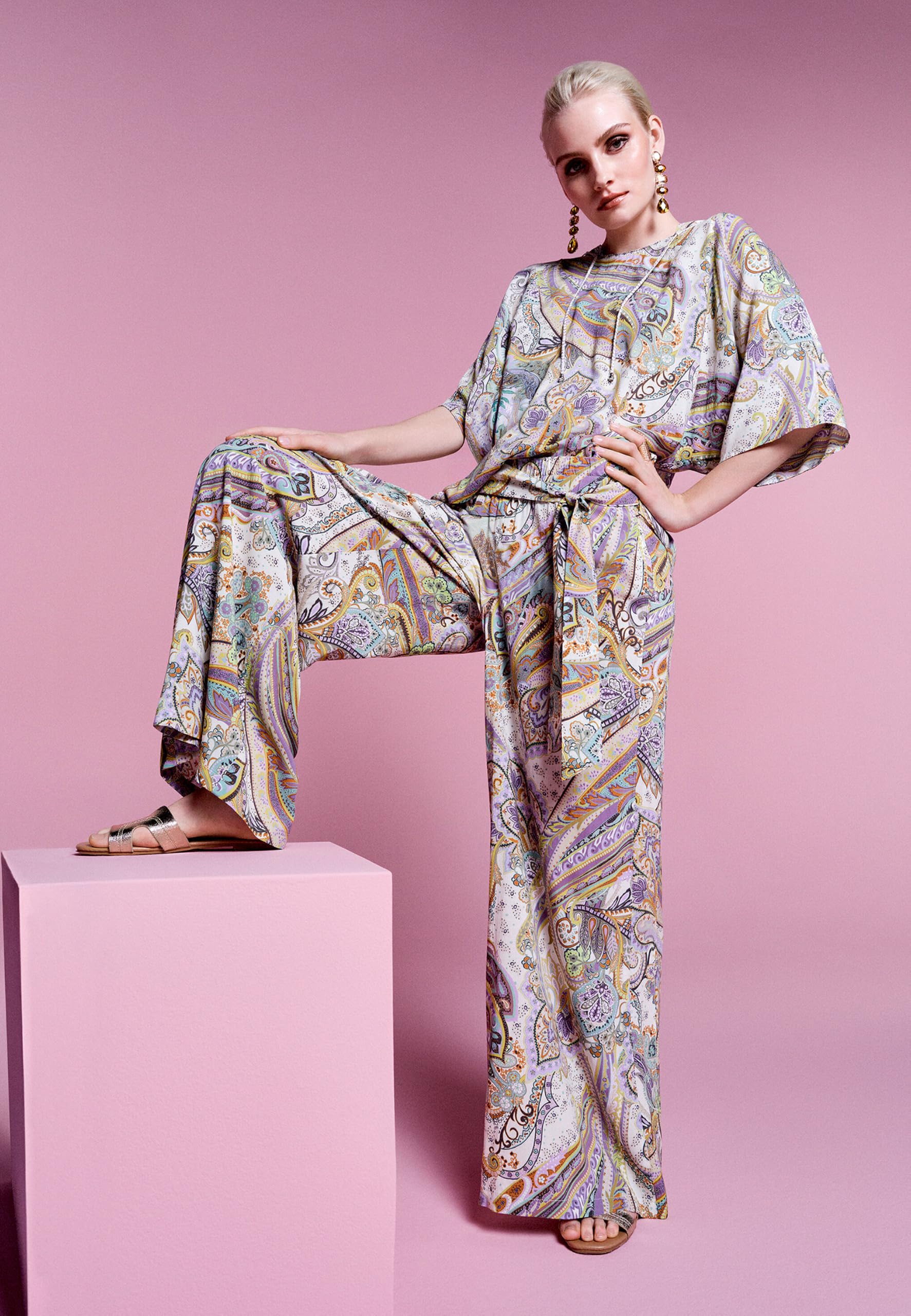 Cartoon Damen Palazzo-Hose mit Gummizug