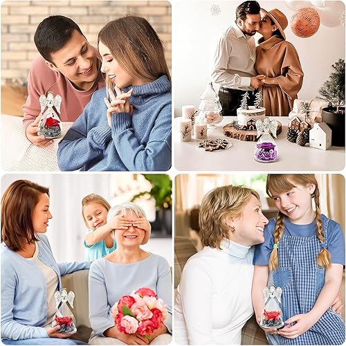 Miniatura 8 de Miofula Regalos de rosas preservadas para mujeres, figuras de ángel para siempre, regalos de cumpleaños de rosas reales para mamá, abuela, esposa,