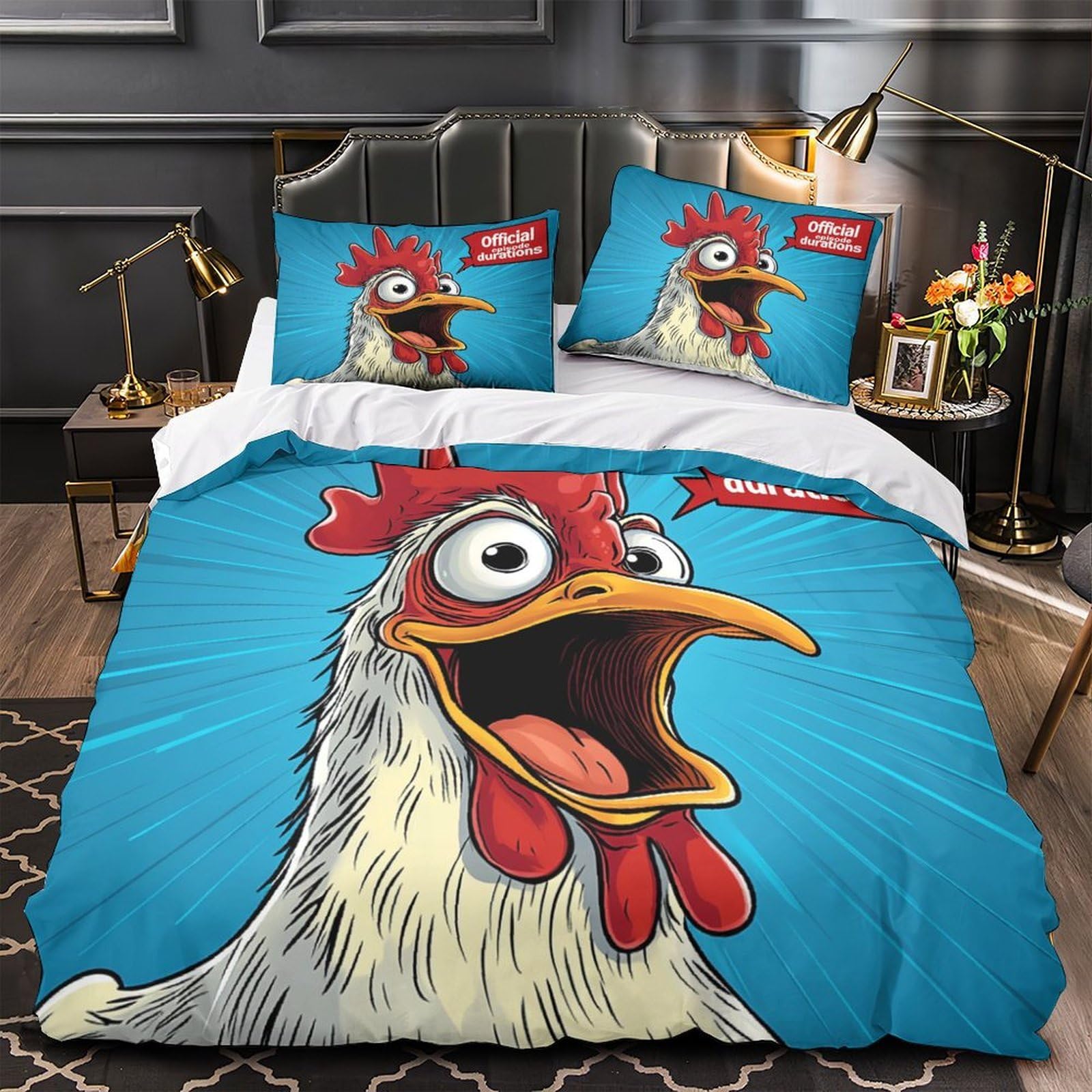 Housse de couette coq facile à laver et sans repassage pour grand lit