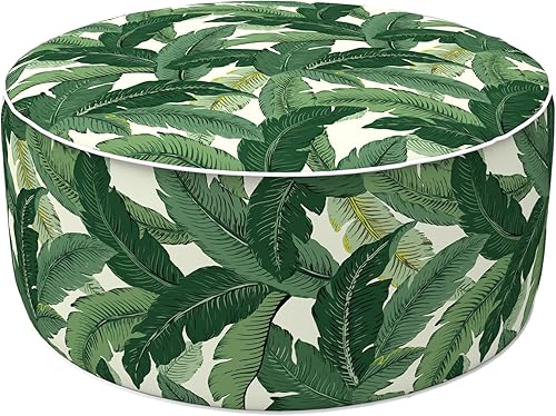 LVTXIII Otomana inflable para exteriores, taburete reposapiés redondo resistente a la decoloración, 31 pulgadas de diámetro x 14 pulgadas de alto,