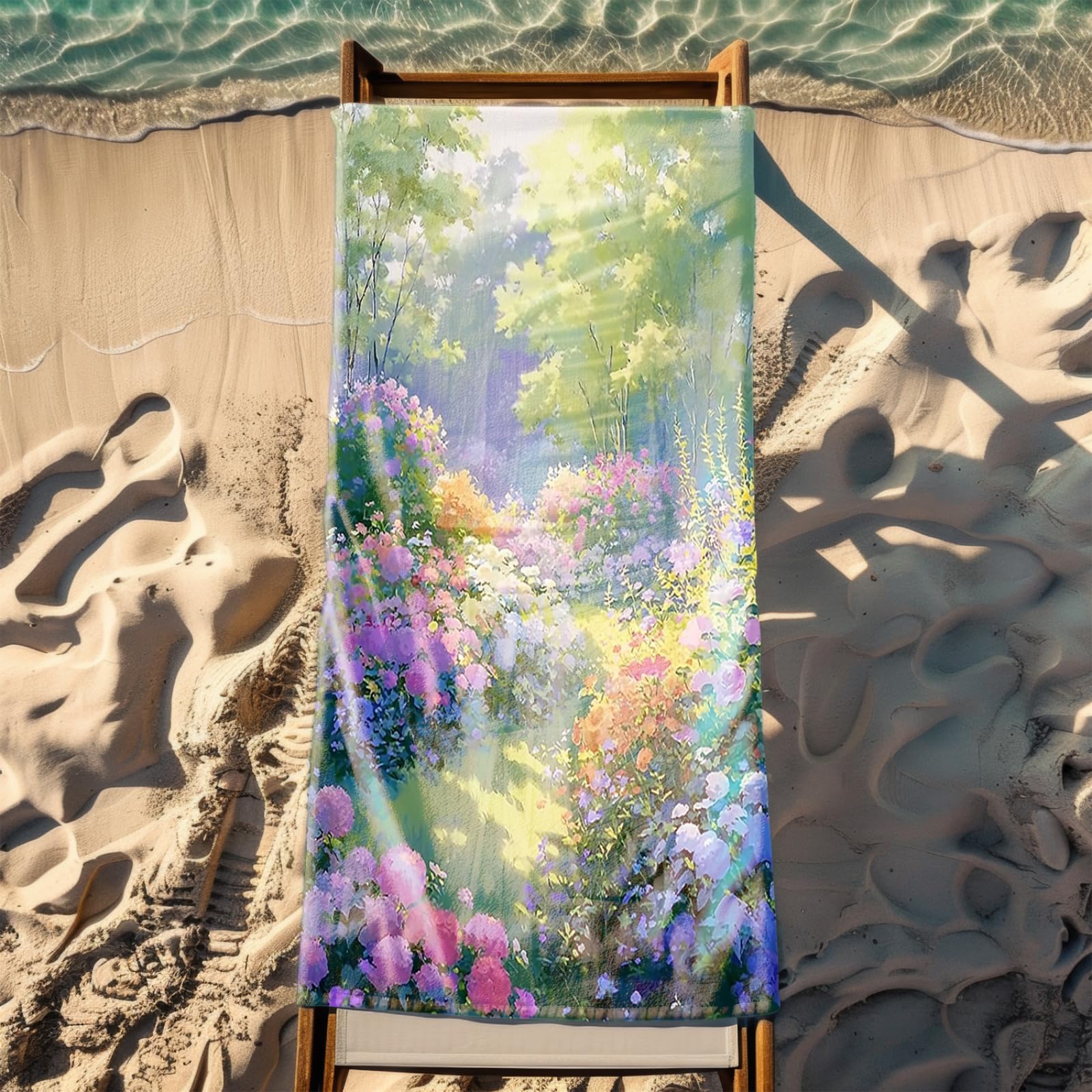 Generisch XXL Strandtuch Microfaser 180 X 90 Lila Gelb Blume Grün Strandhandtuch Groß Kompakt Und Sandfest Schnelltrocknend Reisehandtuch Für Den Strand Gym Travel Sauna