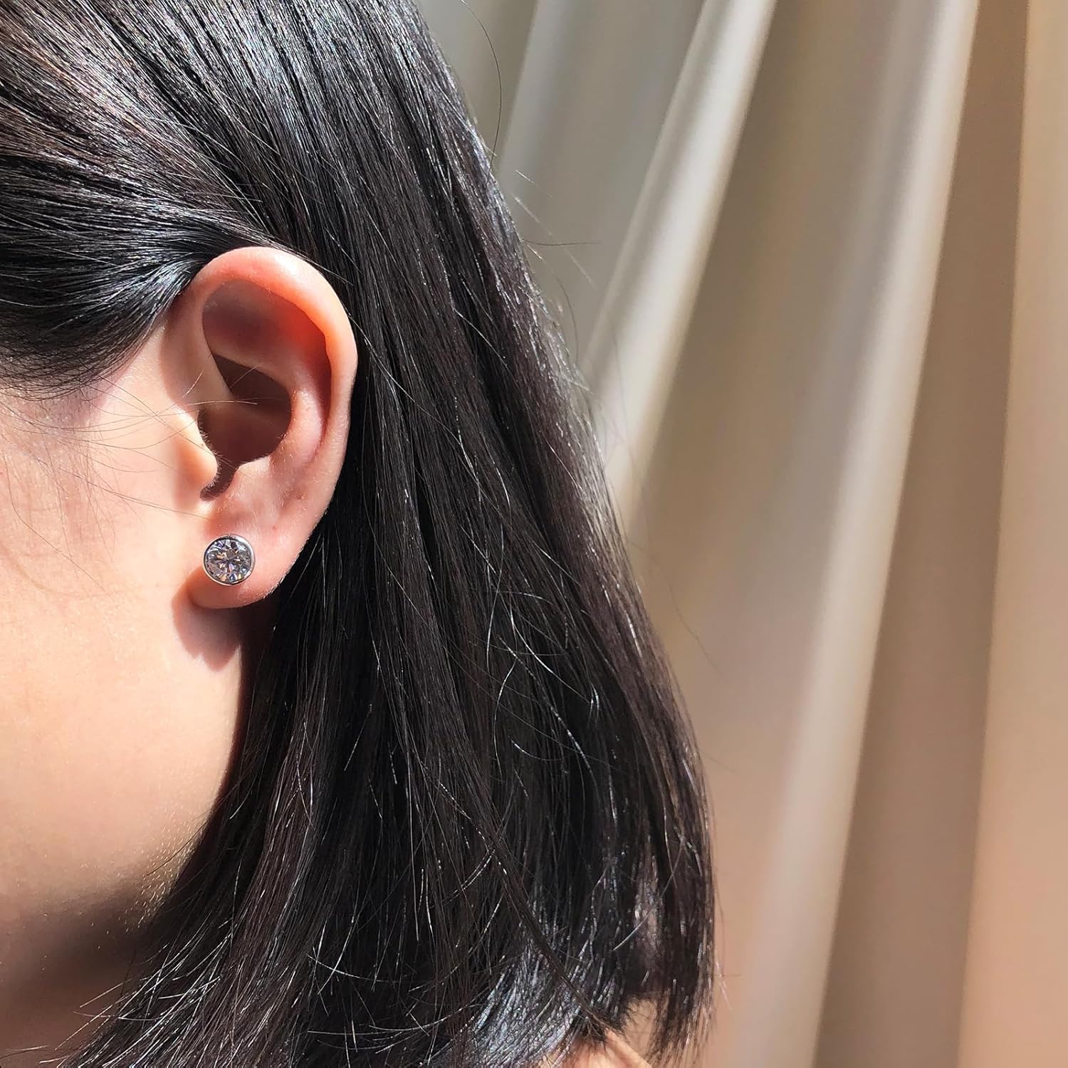 925 Sterling Silver Bezel Stud Earrings for Women Hypoallergenic Cubic Zirconia Stud Earrings for Unisex - Image 7