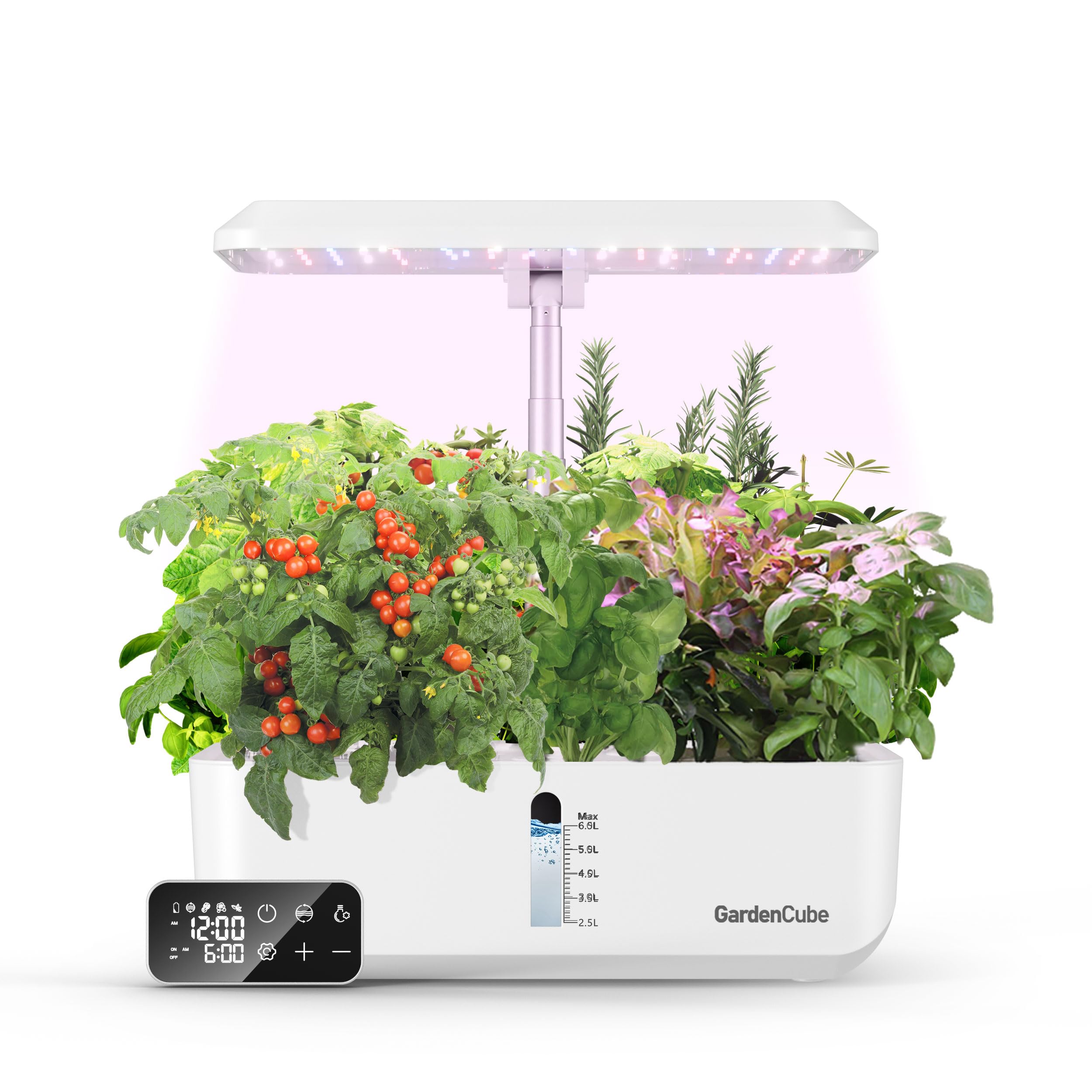 GardenCube Hydroponics Growing System Garden: 12 Pods Remote Control Indoor Herb Garden with Grow Light Plants Germination Planting Kit Quiet Automatic Hydroponic Height Adjustable White