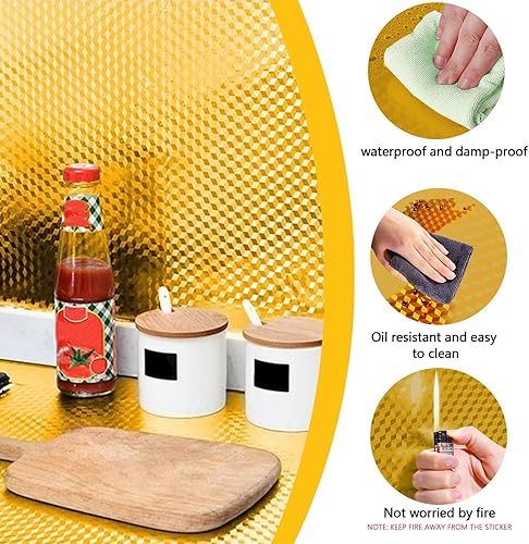 Miniatura 10 de Papel tapiz para salpicaduras de cocina, 15.7 x 196.8 pulgadas, papel de contacto, autoadhesivo a prueba de aceite, resistente al calor, adhesivo de