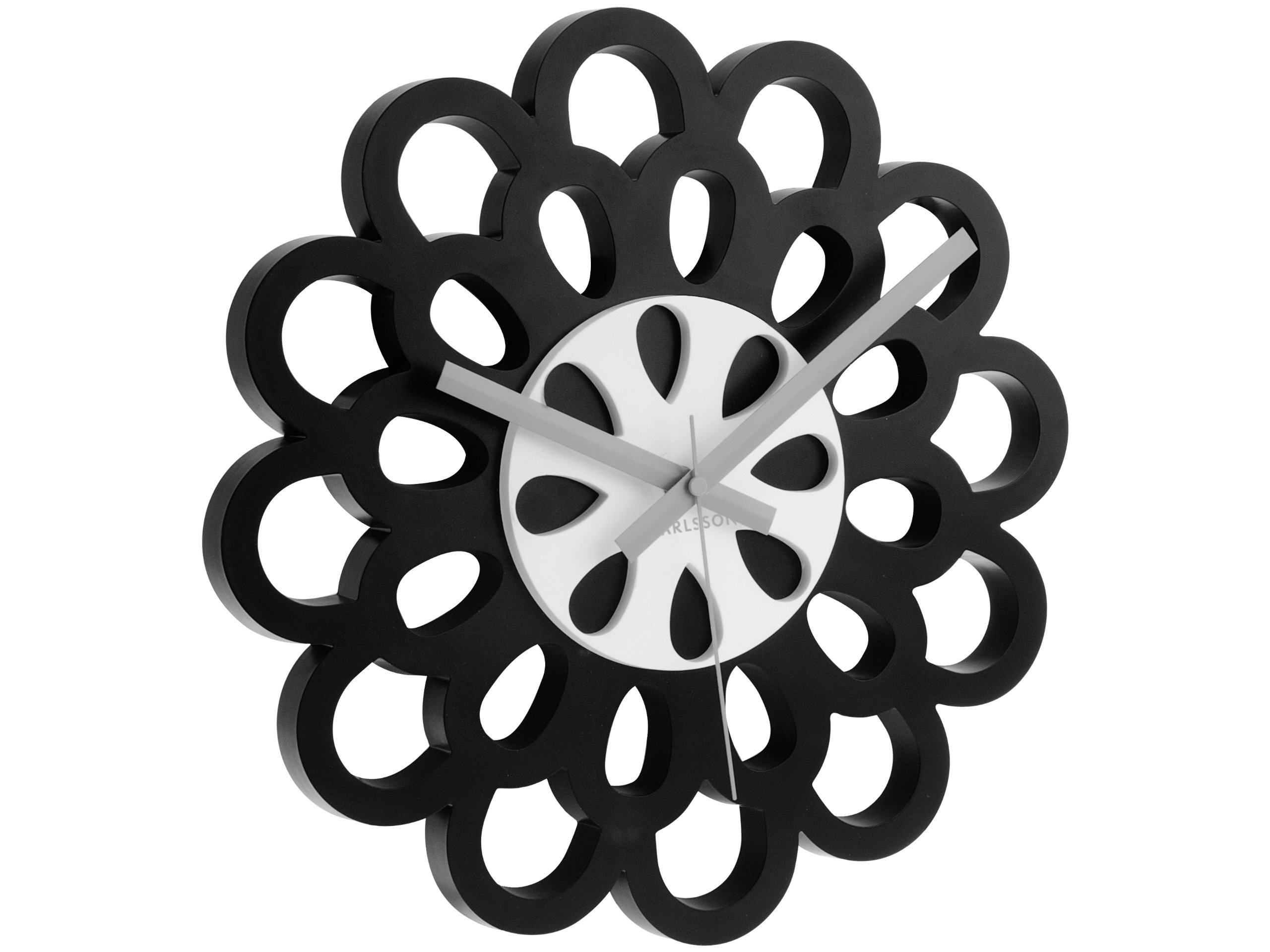Orologio Da Muro Karlsson Flower – Design A Fiore – Plastica Nera – Diametro 35 Cm