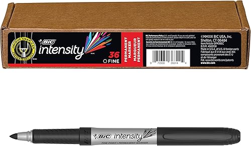 BIC Marcadores permanentes intensos, punta fina, negro, vibrante y duradero, 36 unidades