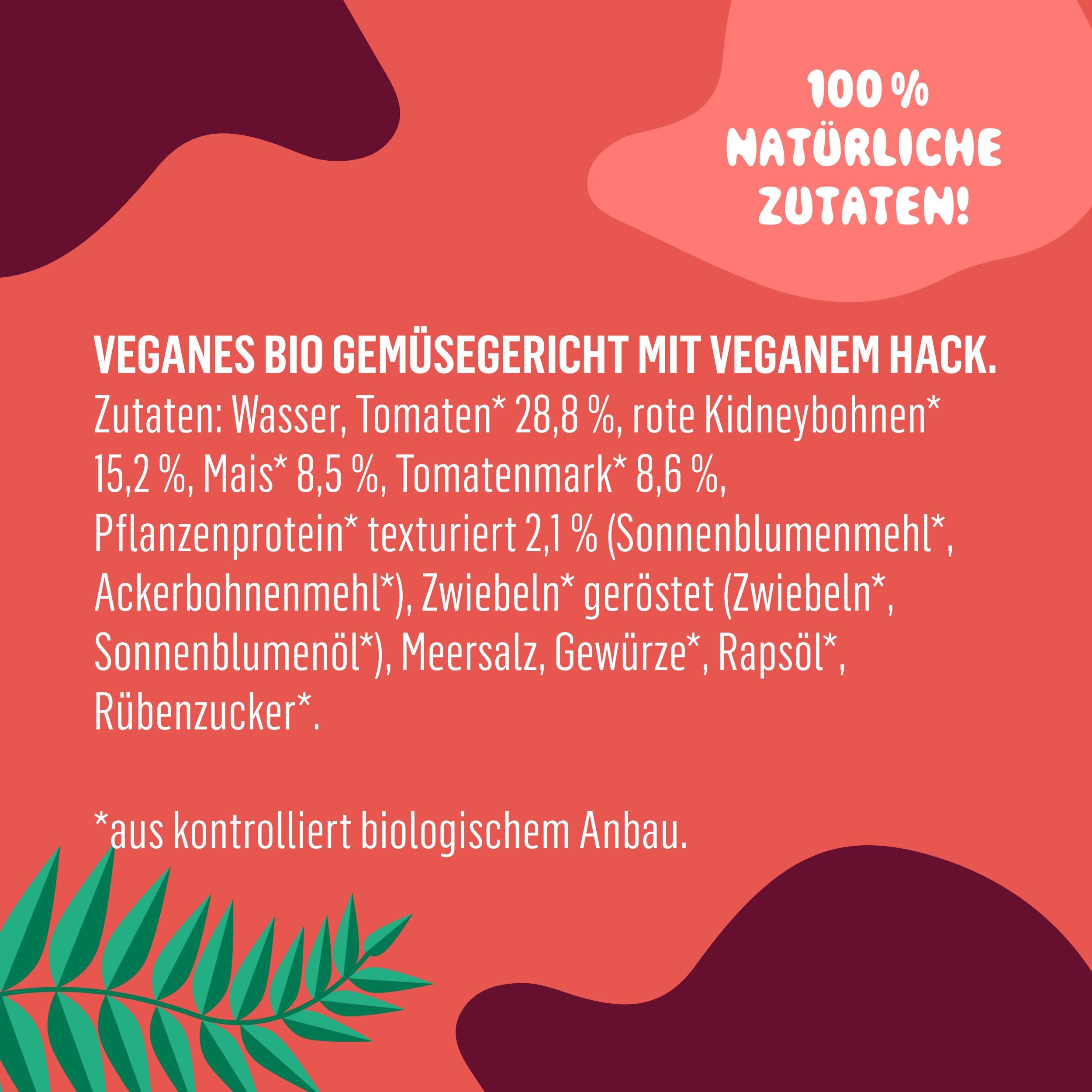 THE VEGAN COW Chili sin Carne Bio-Fertiggericht mit veganem Hack 9x320g proteinreich herzhaft würzig 100% pflanzlich