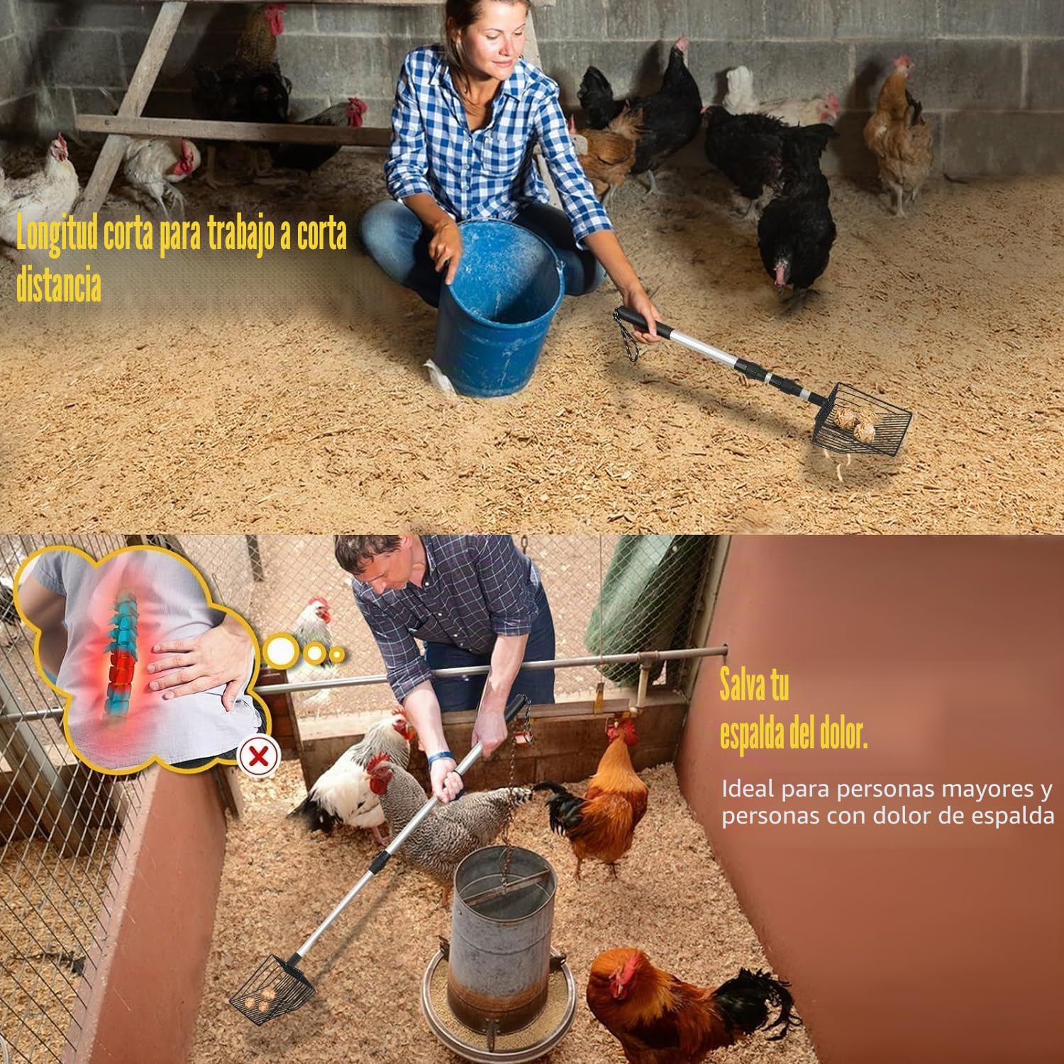 1 x Accesorios para gallinero Pala de excrementos Pala de tamiz para separación de heces y escombros Accesso