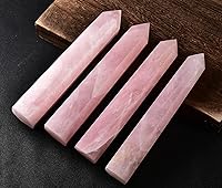 Vista 6 de AMOYSTONE Torre de obelisco de cristal curativo grande, varita de punta de cuarzo rosa, decoración de cristal, regalos de Reiki para Bignners