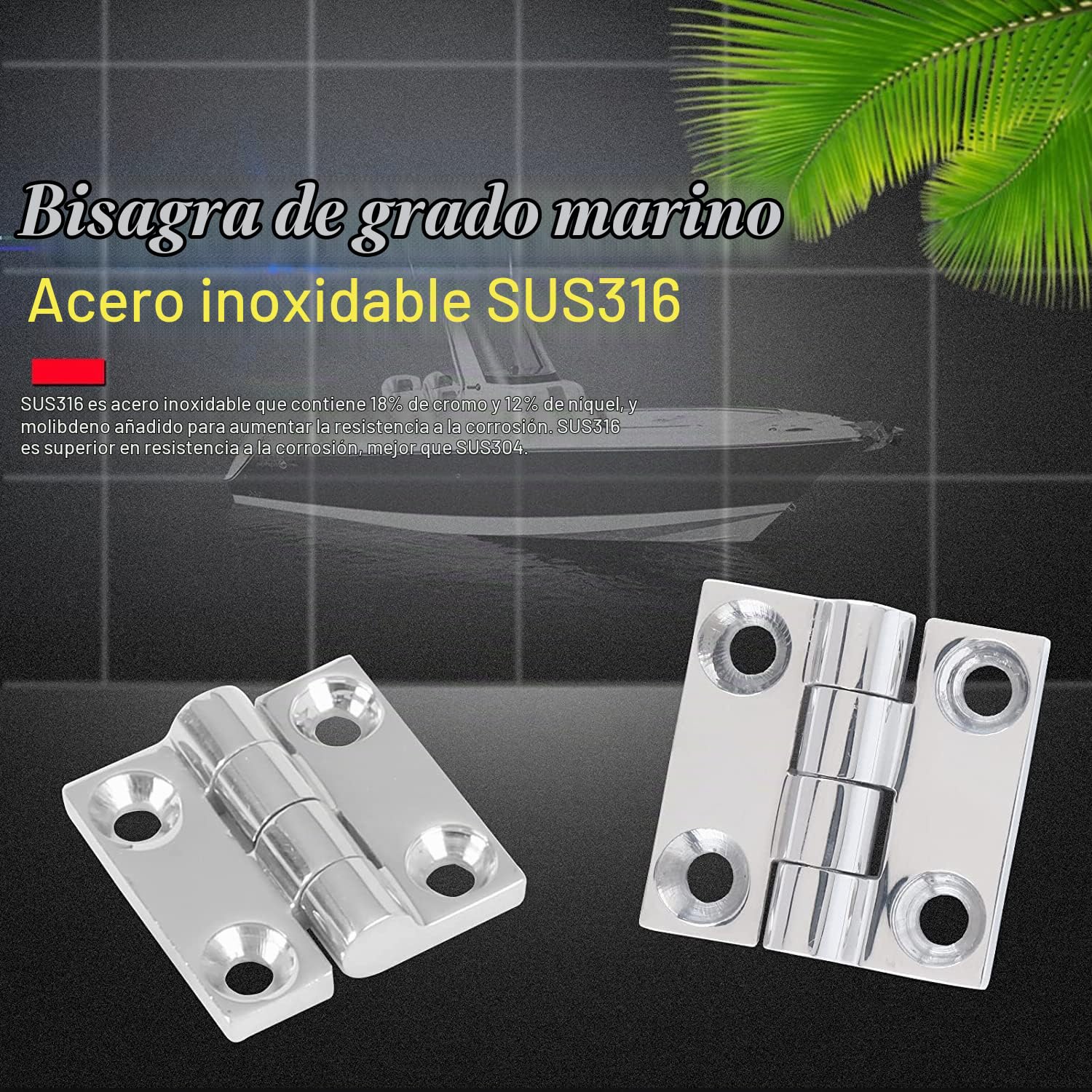 Bisagra de puerta de acero inoxidable bisagras de gabinete pulidas espejo para barco marino SUS316 38 mm x 38 mm 2pcs