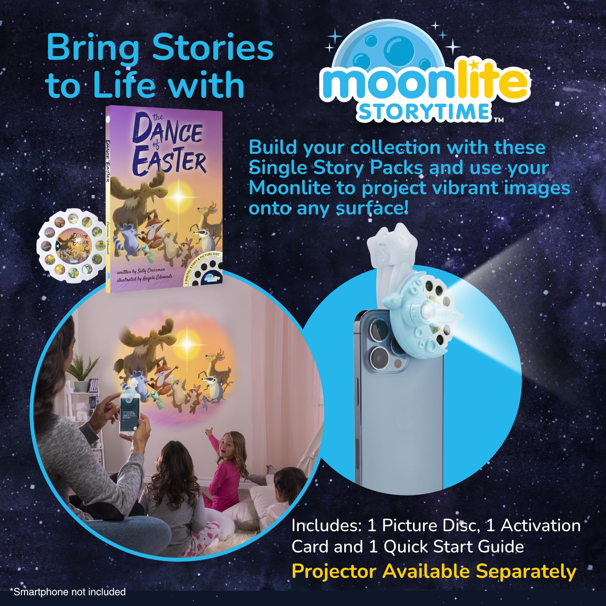 Moonlite Storytime - Dance of Easter - A Magical Read Together - Projector Sold Separately - Digital Bible Stories for Kids - Interactive Story Disc - Learning Gifts for Kids Ages 12 Months & Up
