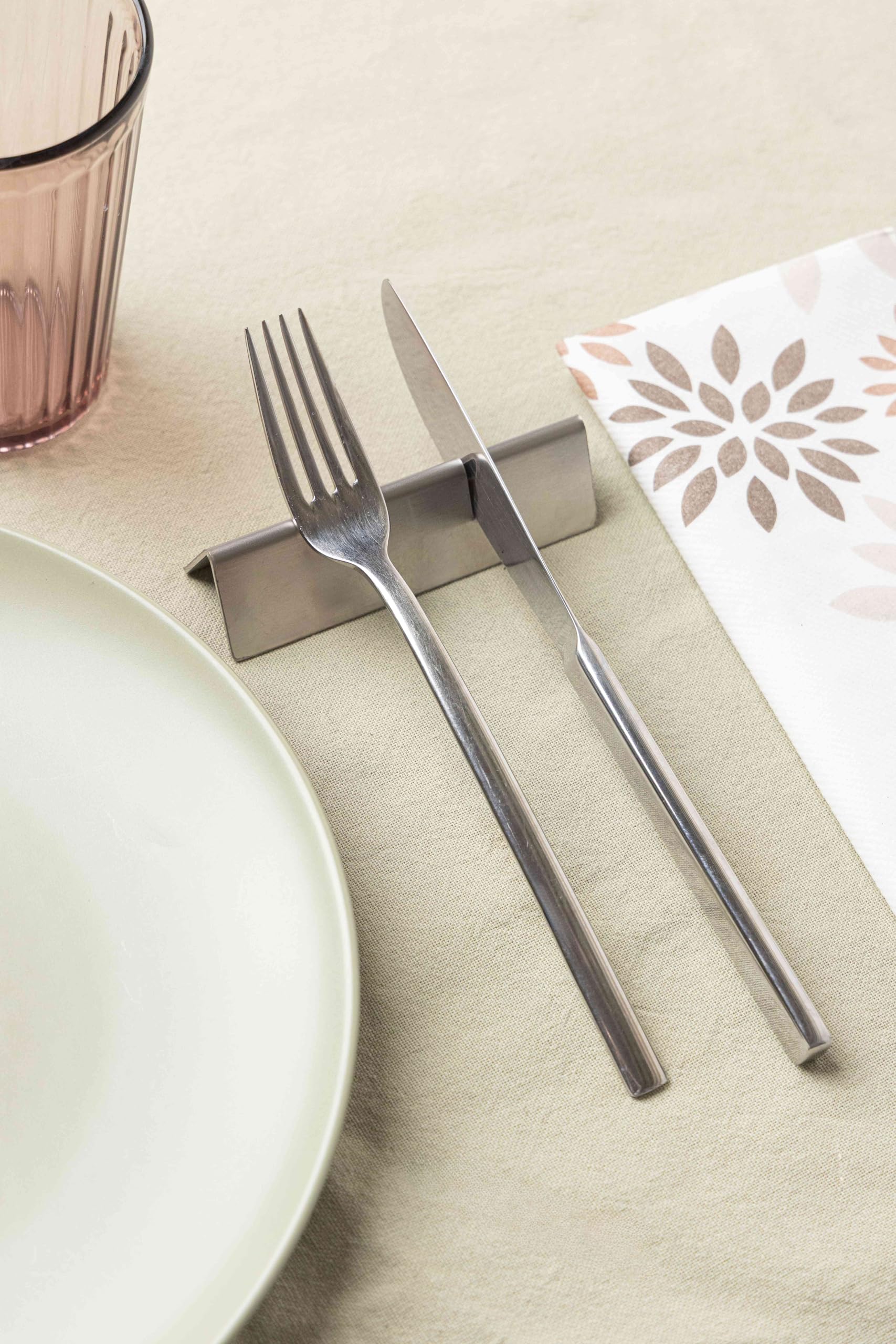 Set poggia posate Triangolare da tavolo acciaio INOX, porta posate inossidabile, Design Elegante, Idea Regalo per Mise En Place di lusso per ristorante, per due posate (4)