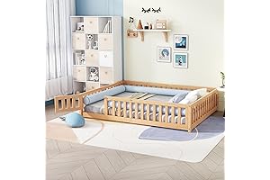 Queen-Size Montessori Floor Bed Frame: The Ultimate Toddler's Playhouse and Dreamy Night's Sleep