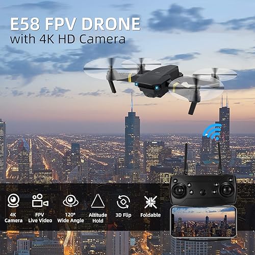 Miniatura 7 de Drones para adultos con cámaras 4K, 3 baterías Drones para niños, mini dron plegable 4K con cámara RC Quadcopter, video FPV en vivo, retención de