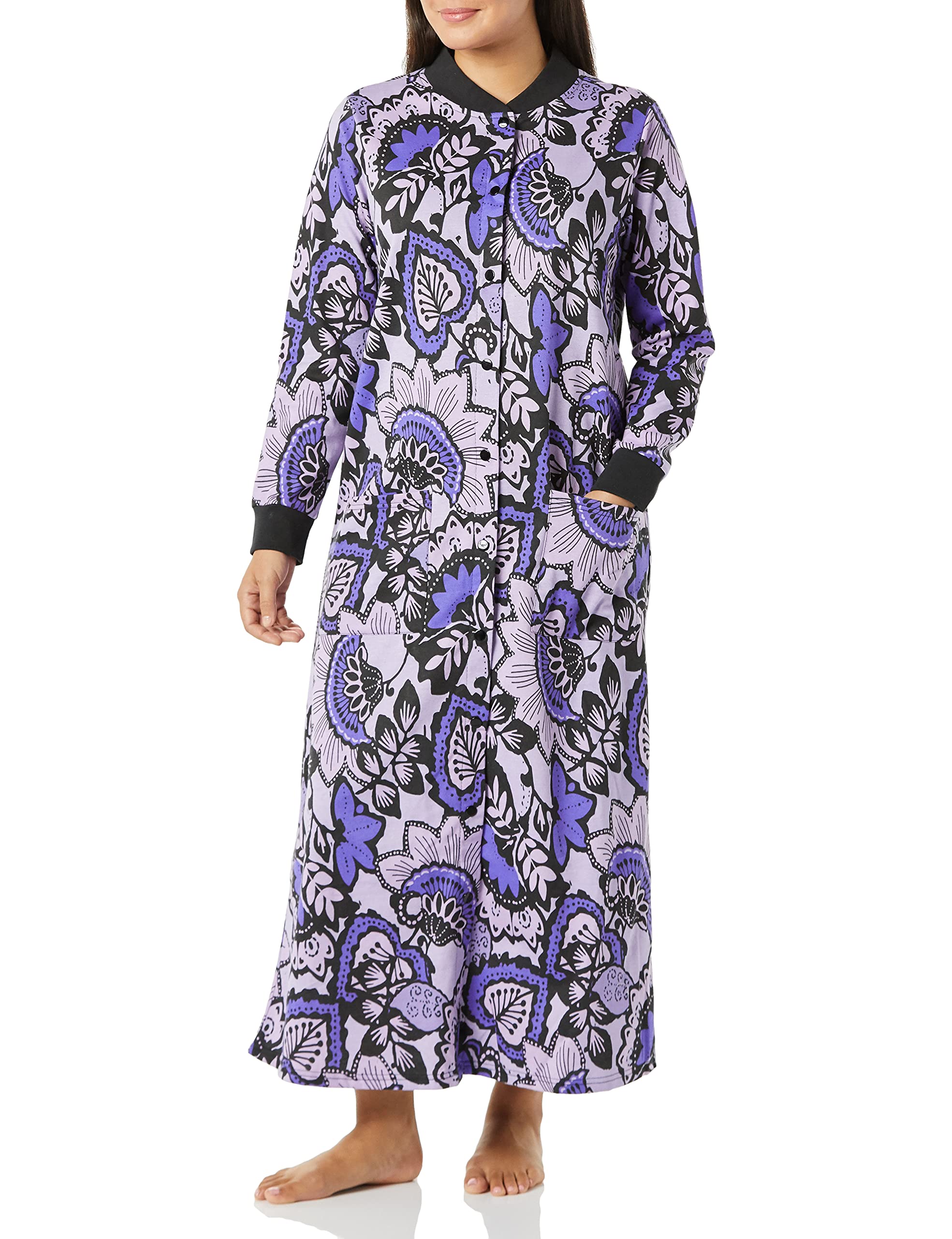 Buy AmeriMark Women’s Fleece Snap Front Long Bath Robe w/ Patch Pockets