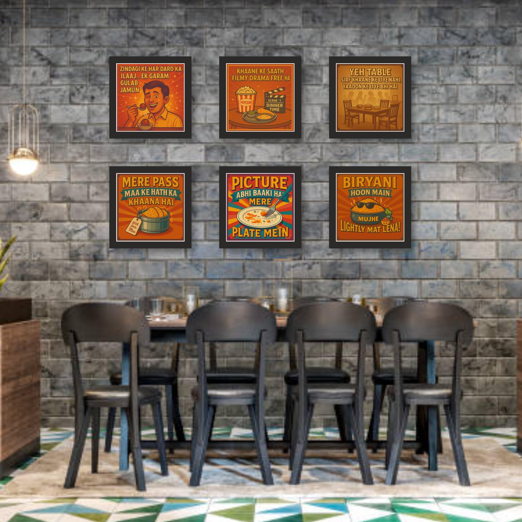 Foodie Fables Dining Room Quote Frame Set – Set of 6 – 12 in x 12…