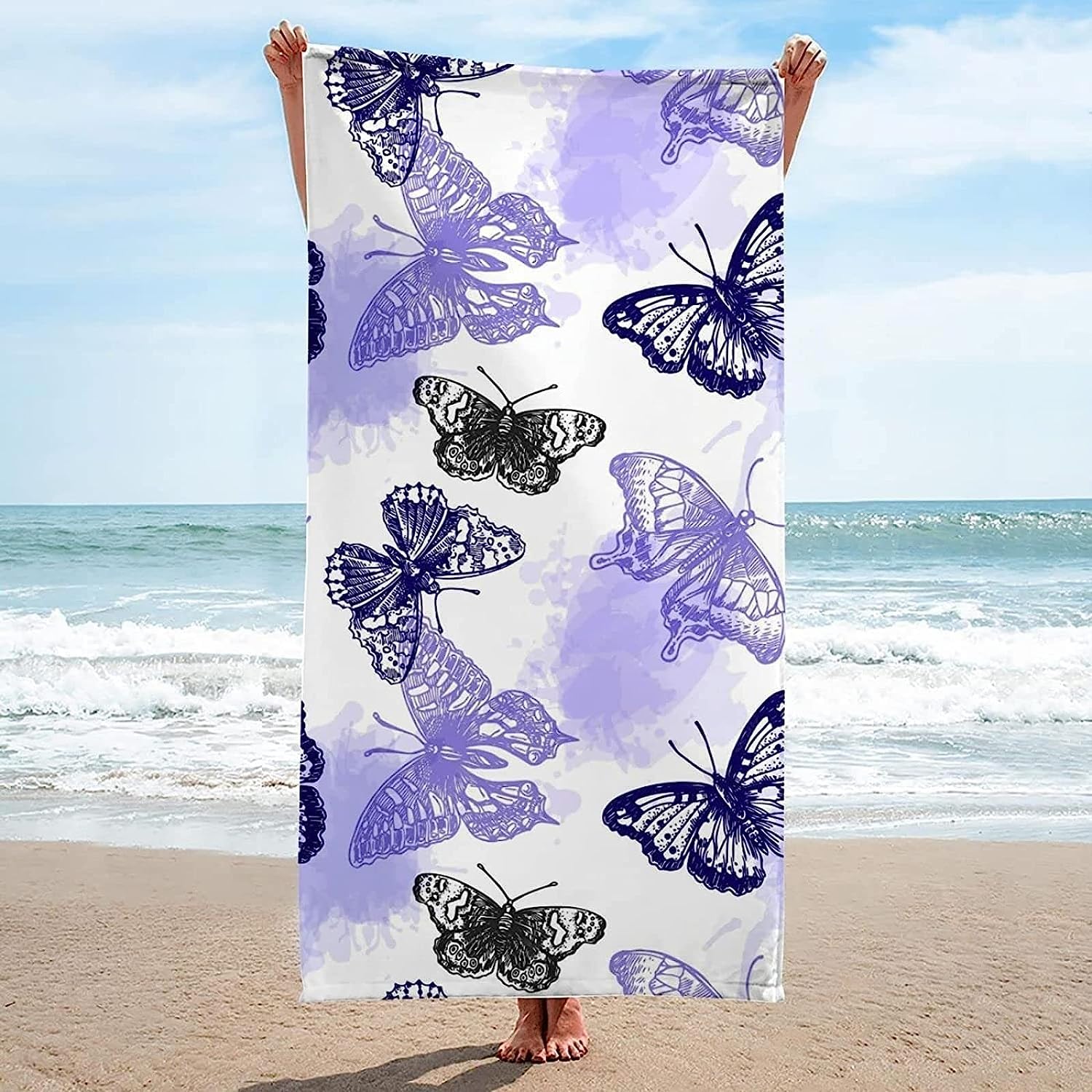 Serviette De Plage à Séchage Rapide Motif Papillon Classique N