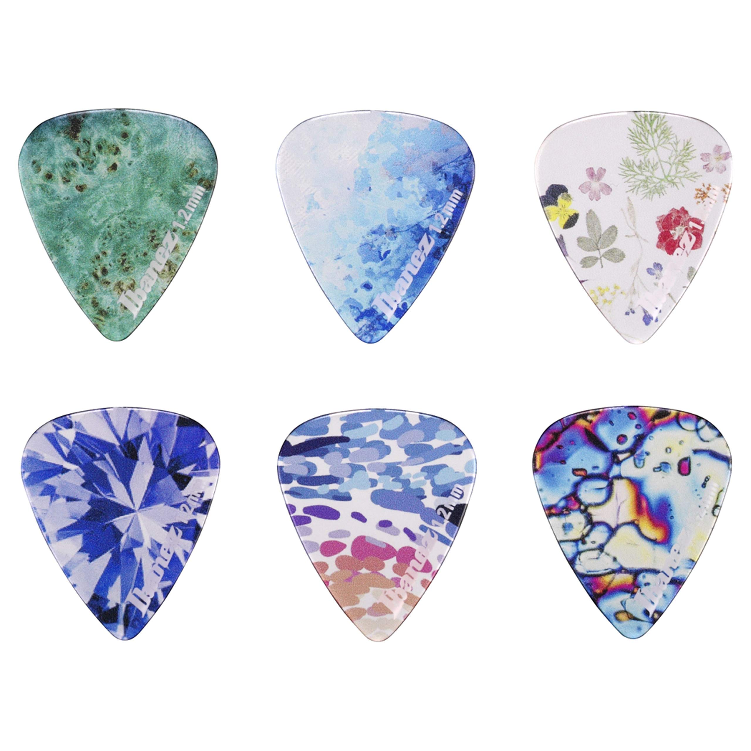 Ibanez PCP14XH-C1 Kaleido Guitar Picks – Extra Heavy (1.20mm), 6-Pack, Copolyester Material, Teardrop Shape, Made in Japan