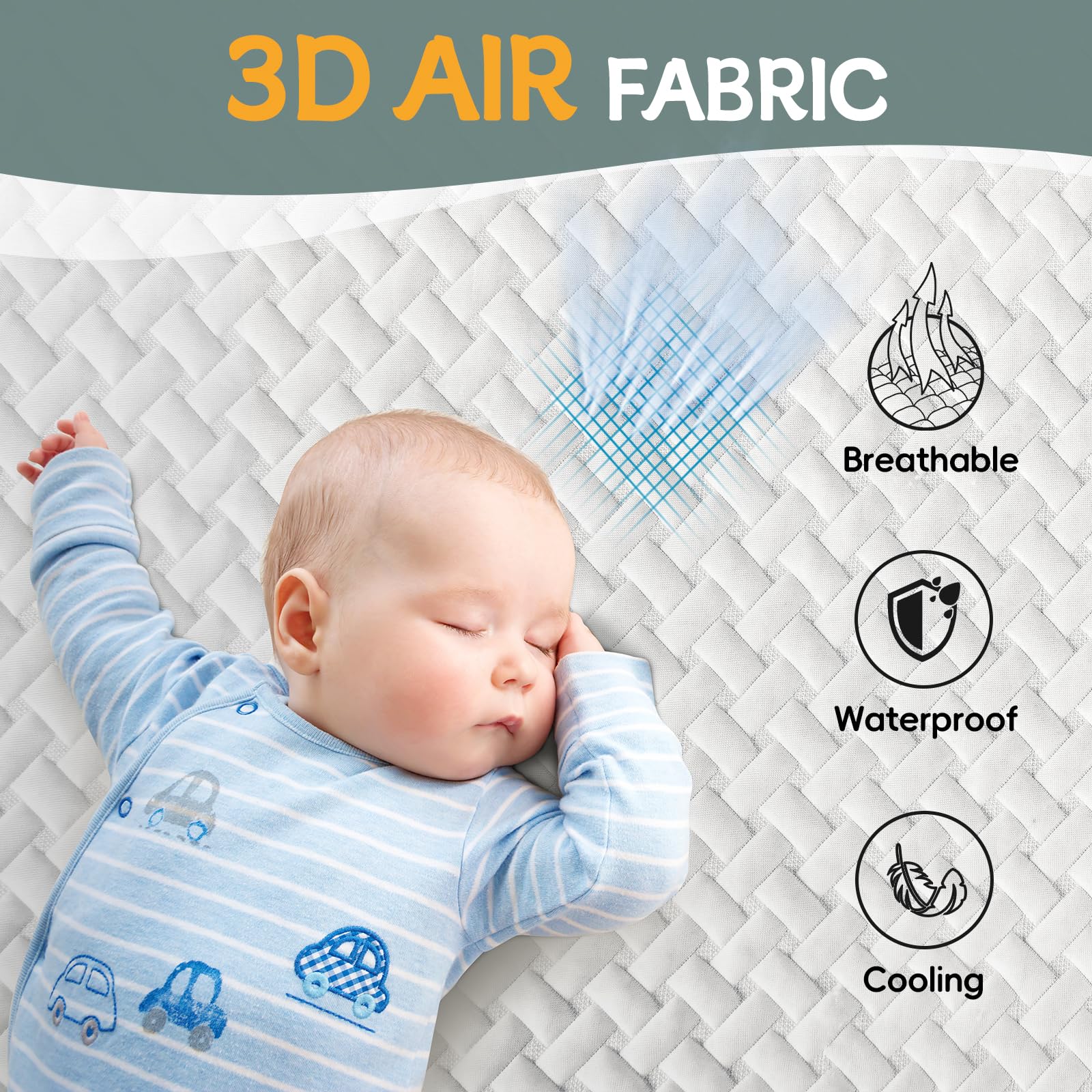 Twin XL - Coprimaterasso in bambù, impermeabile, con tasca profonda fino a 45 cm