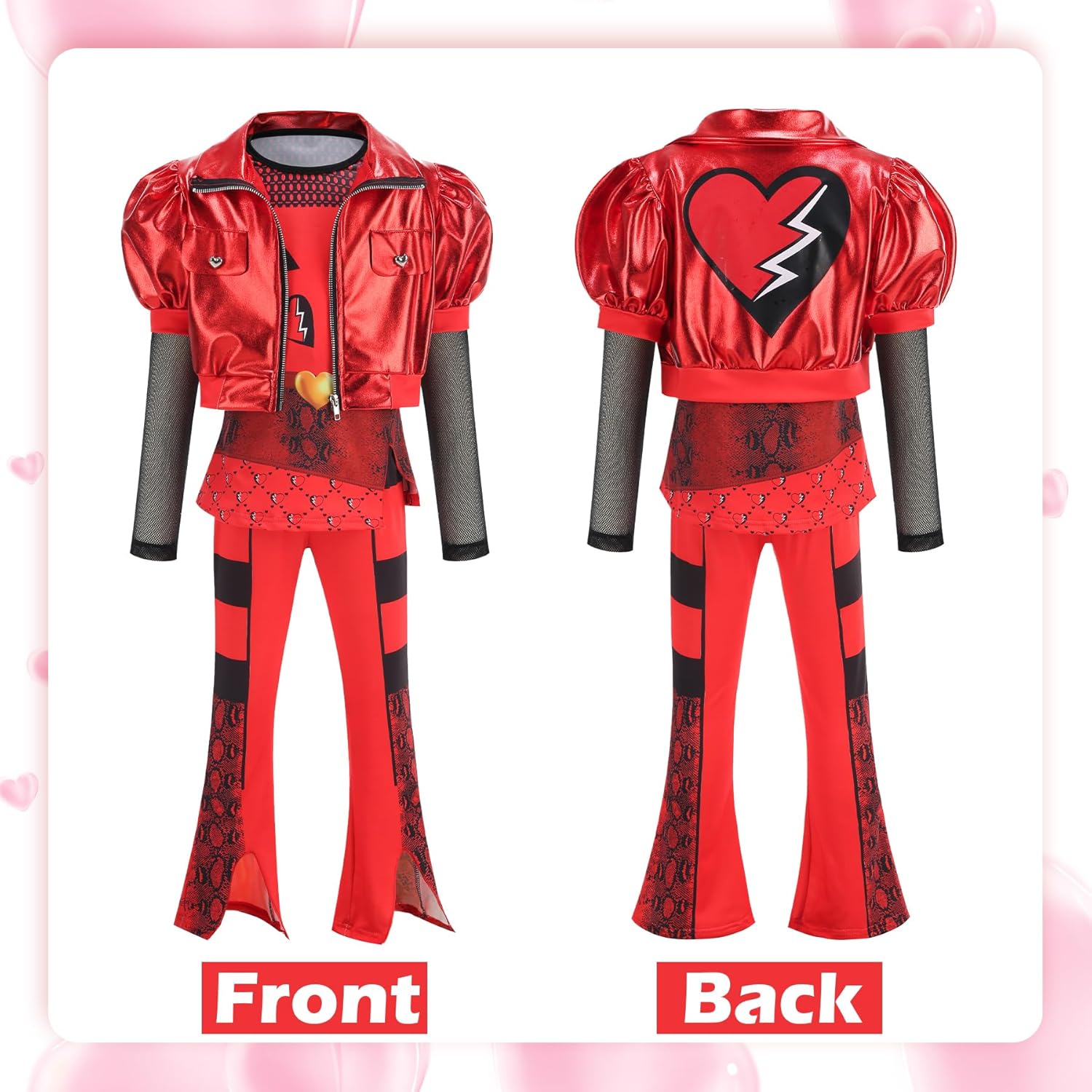 Rise of Red Girls Costume 4-14year Girls Halloween Christmas Cosplay Outfits with Long Curly Red Cosplay Wig - Image 3