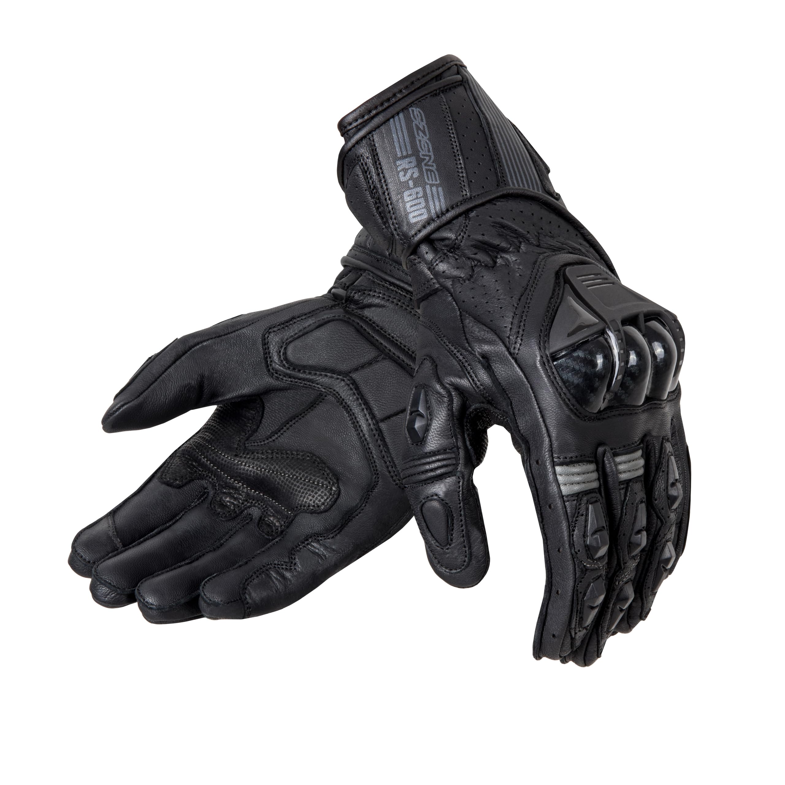 OZONE MOTO RS600 Guantes de Moto Hombre | Piel de Cabra | Protectores de Nudillos y Dedos | Ventilación | Compatible con Pantalla táctil | Tallas hasta 3XL