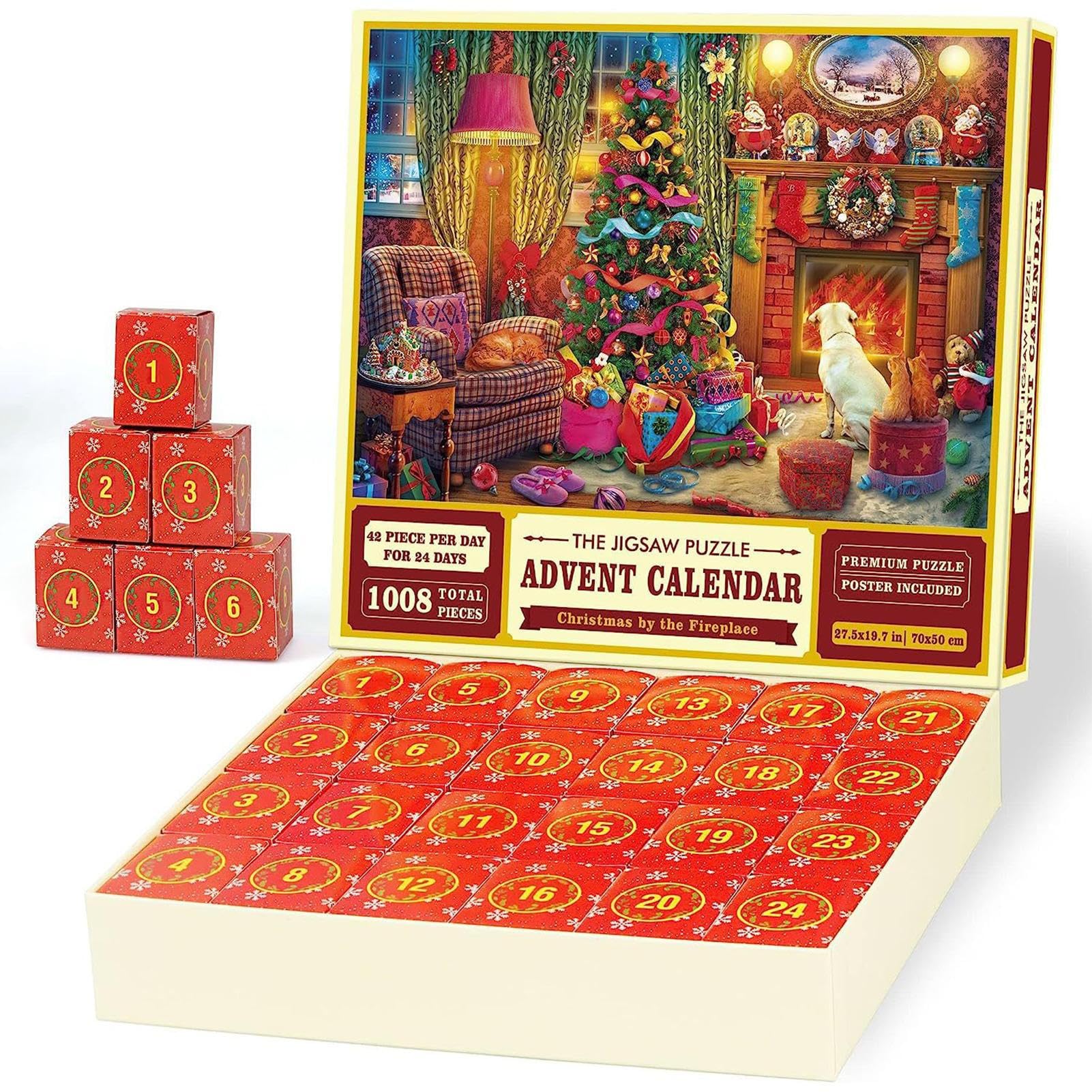Advent Calendar 2023 Christmas Puzzle - 24 Boxes Surprise Christmas Countdown Calendars,1008 Pieces Puzzles Santa Claus Prepares Gifts For Adults And Kids