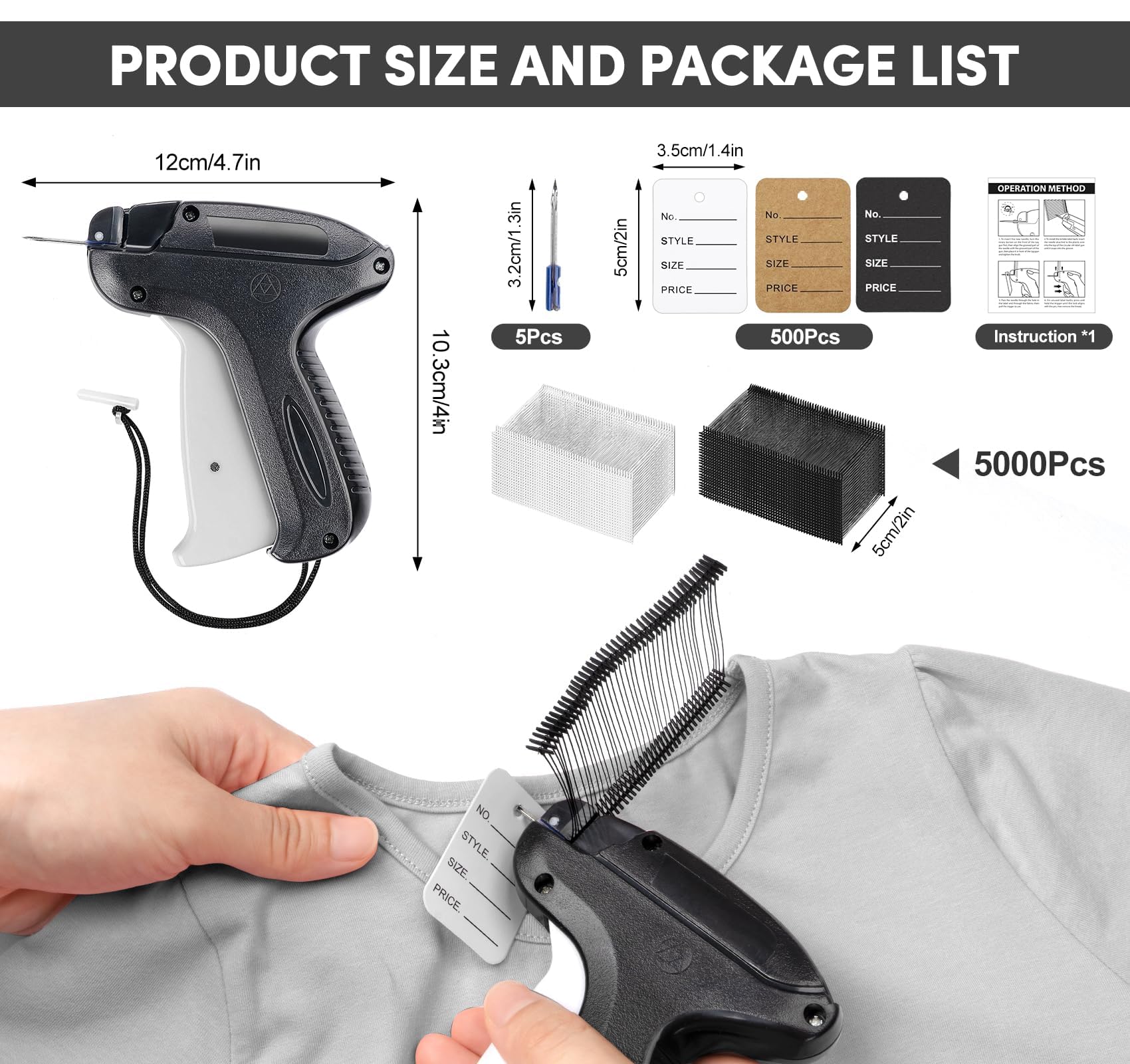 Pistolet étiqueteur Professionnel Avec 5000 Attaches - Parfait Pour Vêtements Et Textiles - Inclut 5 Aiguilles