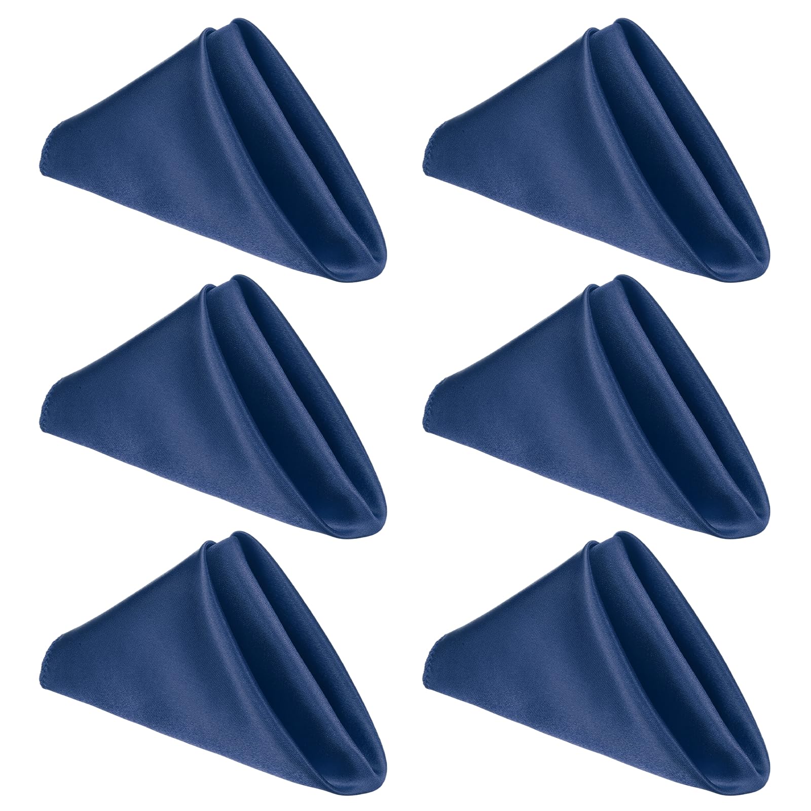 sourcing map 6 Pcs Navy Blue Satin Napkins, 17x17 Inch Dinner Napkins Cloth Washable Polyester Soft Square Table Decoration for Restaurant Parties Wedding Dining Banquet Event